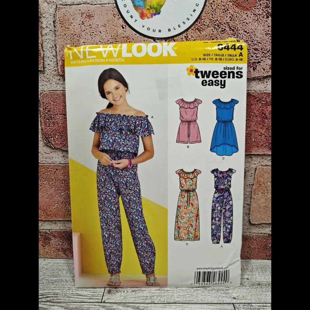 New Look 6444 Tweens Jumpsuit & Dresses Sewing Pattern Ages 8 - 16 Years